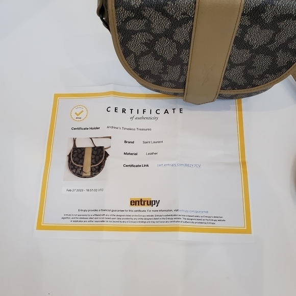 Saint Laurent YSL Brown Tan Giraffe Print Coated Canvas Vintage Crossbody Bag - Picture 5 of 16